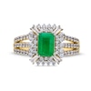 Thumbnail Image 3 of Emerald-Cut Emerald and 0.70 CT. T.W. Certified Lab-Created Diamond Ring in 10K Gold (F/SI2)