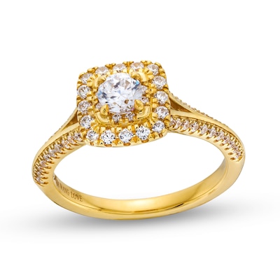 Vera Wang Love Collection Canadian Certified Centre Diamond 0.69 CT. T.W. Split Shank Engagement Ring in 14K Gold