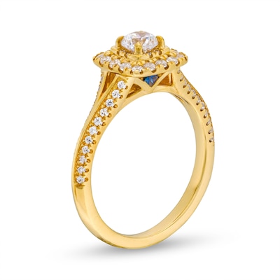 Vera Wang Love Collection Canadian Certified Centre Diamond 0.69 CT. T.W. Split Shank Engagement Ring in 14K Gold