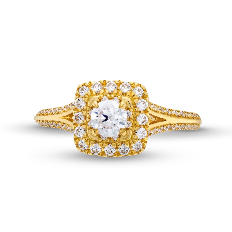Vera Wang Love Collection Canadian Certified Centre Diamond 0.69 CT. T.W. Split Shank Engagement Ring in 14K Gold