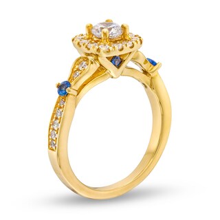 Vera Wang Love Collection Canadian Certified Centre Diamond 0.69 CT. T.W. Cushion Frame Engagement Ring in 14K Gold