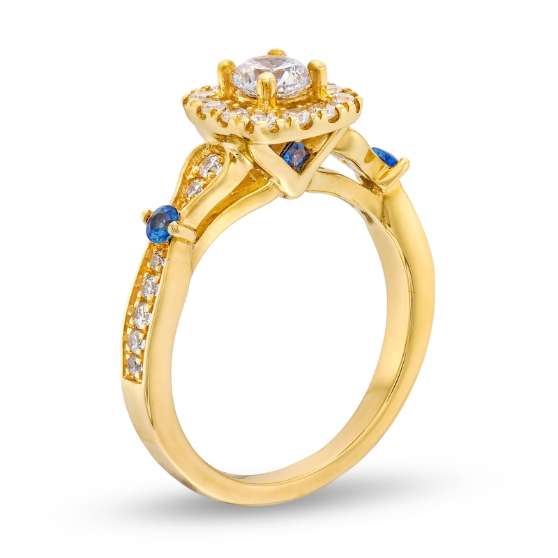 Vera Wang Love Collection Canadian Certified Centre Diamond 0.69 CT. T.W. Cushion Frame Engagement Ring in 14K Gold
