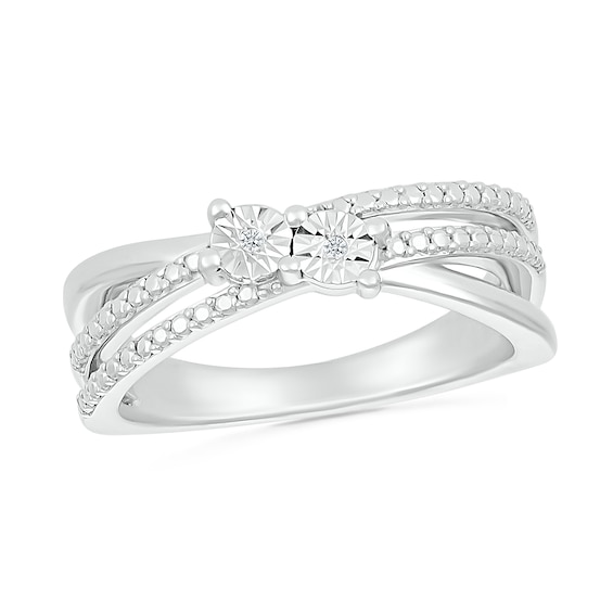 Diamond Accent Criss-Cross Orbit Ring in Sterling Silver