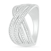 Thumbnail Image 1 of Diamond Accent Double Row Criss-Cross Ring in Sterling Silver