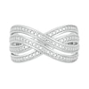 Thumbnail Image 2 of Diamond Accent Double Row Criss-Cross Ring in Sterling Silver