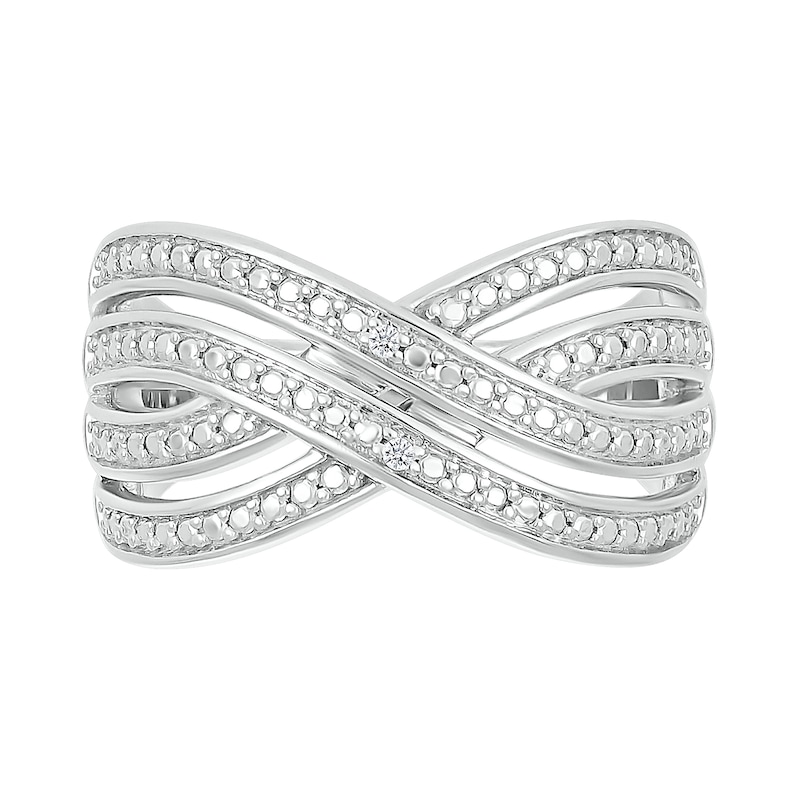 Diamond Accent Double Row Criss-Cross Ring in Sterling Silver|Peoples Jewellers
