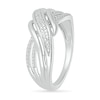 Diamond Accent Multi-Row Criss-Cross Wave Band in Sterling Silver