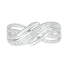 Diamond Accent Multi-Row Criss-Cross Wave Band in Sterling Silver