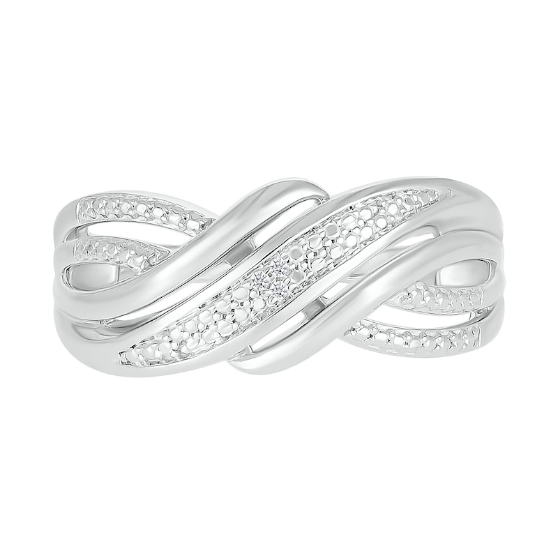 Diamond Accent Multi-Row Criss-Cross Wave Band in Sterling Silver|Peoples Jewellers