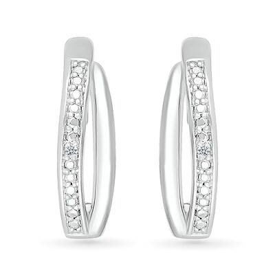 Diamond Accent Split J-Hoop Earrings in Sterling Silver