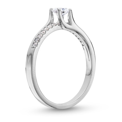 0.40 CT. T.W. Diamond Bypass Engagement Ring in 14K White Gold