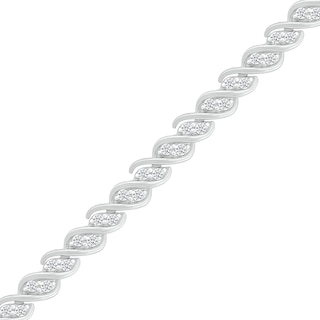 1.00 CT. T.W. Diamond "S" Line Bracelet in 10K White Gold - 7.25"