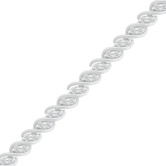 1.00 CT. T.W. Diamond "S" Line Bracelet in 10K White Gold - 7.25"