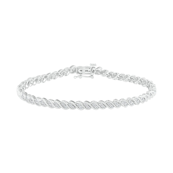 1.00 CT. T.W. Diamond "S" Line Bracelet in 10K White Gold - 7.25"