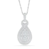 Thumbnail Image 0 of 0.70 CT. T.W. Pear-Shaped Multi-Diamond Double Teardrop Frame Doorknocker Pendant in 10K White Gold