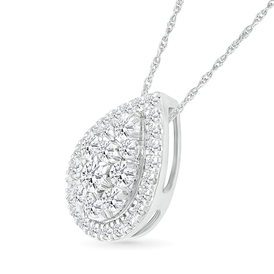 0.50 CT. T.W. Pear-Shaped Multi-Diamond Frame Pendant in 10K White Gold