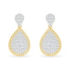 Thumbnail Image 2 of 0.50 CT. T.W. Pear-Shaped Multi-Diamond Rope-Textured Frame Drop Earrings in 10K Gold