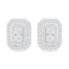 Thumbnail Image 1 of 0.50 CT. T.W. Emerald-Shaped Multi-Diamond Double Frame Stud Earrings in 10K White Gold