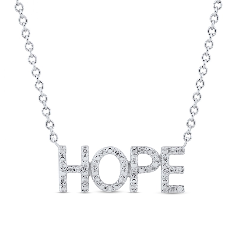 0.085 CT. T.W. Diamond "HOPE" Necklace in Sterling Silver