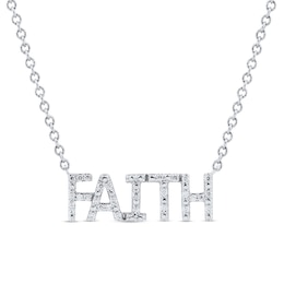 0.085 CT. T.W. Diamond &quot;FAITH&quot; Necklace in Sterling Silver