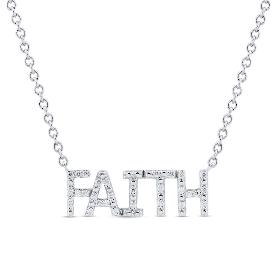 0.085 CT. T.W. Diamond "FAITH" Necklace in Sterling Silver