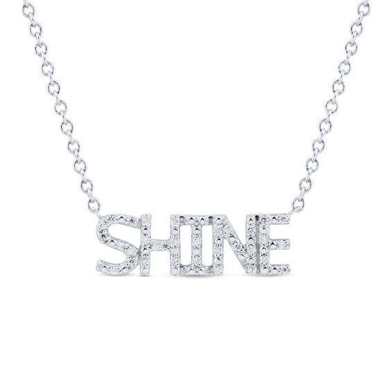 0.085 CT. T.W. Diamond "SHINE" Necklace in Sterling Silver