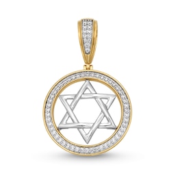 0.95 CT. T.W. Diamond Star of David Medallion Necklace Charm in 14K Gold