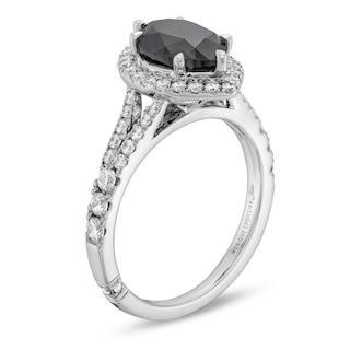 Monique Lhuillier Bliss 2.53 CT. T.W. Marquise Black and White Diamond Split Shank Engagement Ring in 14K White Gold