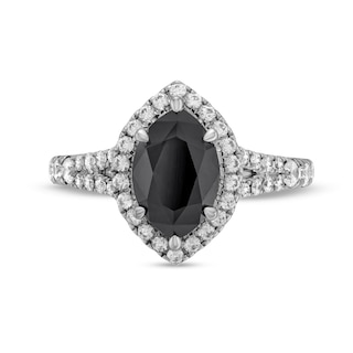 Monique Lhuillier Bliss 2.53 CT. T.W. Marquise Black and White Diamond Split Shank Engagement Ring in 14K White Gold