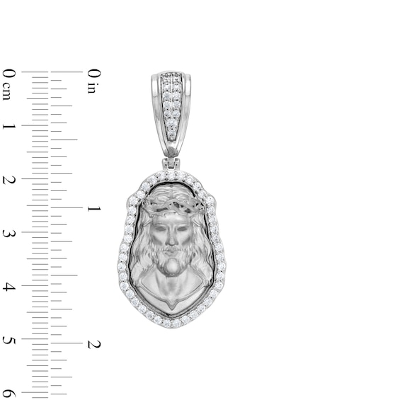 0.95 CT. T.W. Diamond Head of Jesus Necklace Charm in 10K White Gold