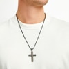 Thumbnail Image 1 of Men's 0.70 CT. T.W. Black Diamond Cross in Stainless Steel with Black and Rose Ion Plate - 24"