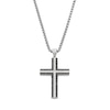 Thumbnail Image 0 of Men's 0.70 CT. T.W. Black and White Diamond Cross in Stainless Steel with Black Ion Plate - 24"