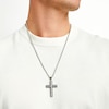 Thumbnail Image 1 of Men's 0.70 CT. T.W. Black and White Diamond Cross in Stainless Steel with Black Ion Plate - 24"