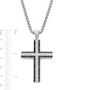 Thumbnail Image 2 of Men's 0.70 CT. T.W. Black and White Diamond Cross in Stainless Steel with Black Ion Plate - 24"