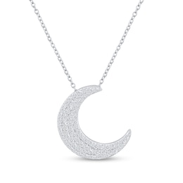 0.23 CT. T.W. Diamond Moon Pendant in Sterling Silver