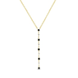 0.45 CT. T.W. Black and White Diamond Drop Necklace in 10K Gold