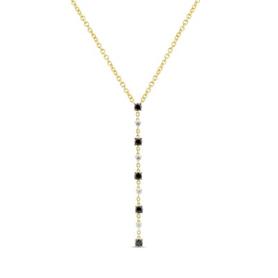 0.45 CT. T.W. Black and White Diamond Drop Necklace in 10K Gold