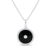 Thumbnail Image 0 of 0.18 CT. T.W. Diamond and Black Enamel Circle Pendant in Sterling Silver