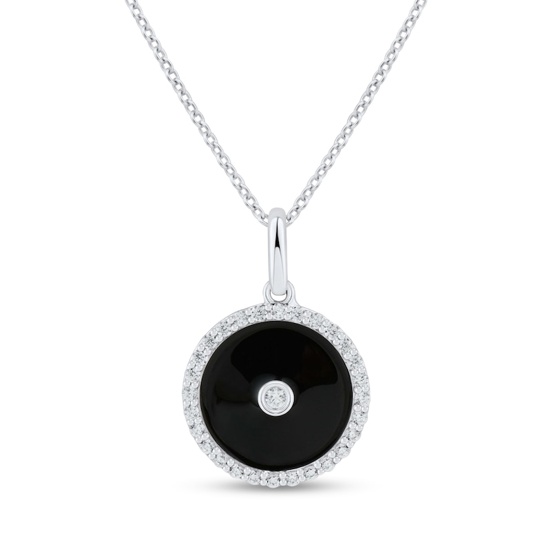 0.18 CT. T.W. Diamond and Black Enamel Circle Pendant in Sterling Silver|Peoples Jewellers