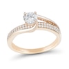 0.60 CT. T.W. Diamond Double Row Swirl Bypass Engagement Ring in 14K Rose Gold