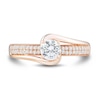 0.60 CT. T.W. Diamond Double Row Swirl Bypass Engagement Ring in 14K Rose Gold