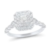 Thumbnail Image 0 of 0.69 CT. T.W. Emerald-Cut Diamond Double Frame Scallop Shank Engagement Ring in 14K White Gold