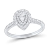 0.45 CT. T.W. Pear-Shaped Diamond Double Frame Engagement Ring in 14K White Gold