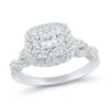 1.23 CT. T.W. Princess-Cut Diamond Double Frame Twist Shank Engagement Ring in 14K White Gold