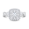 1.23 CT. T.W. Princess-Cut Diamond Double Frame Twist Shank Engagement Ring in 14K White Gold