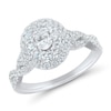 1.23 CT. T.W. Oval Diamond Double Frame Twist Shank Engagement Ring in 14K White Gold