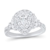 Thumbnail Image 1 of 1.45 CT. T.W. Pear-Shaped Diamond Double Frame Leaf-Sides Engagement Ring in 14K White Gold