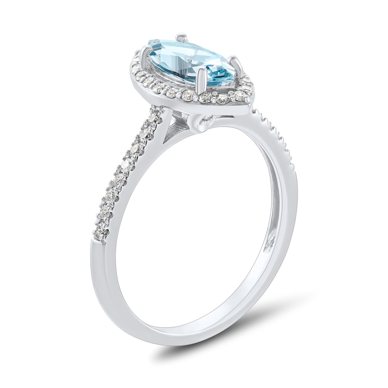 Marquise Aquamarine and 0.25 CT. T.W. Diamond Frame Engagement Ring in 14K White Gold|Peoples Jewellers