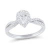 Thumbnail Image 0 of 0.69 CT. T.W. Pear-Shaped Certified Diamond Frame Twist Shank Engagement Ring in Platinum