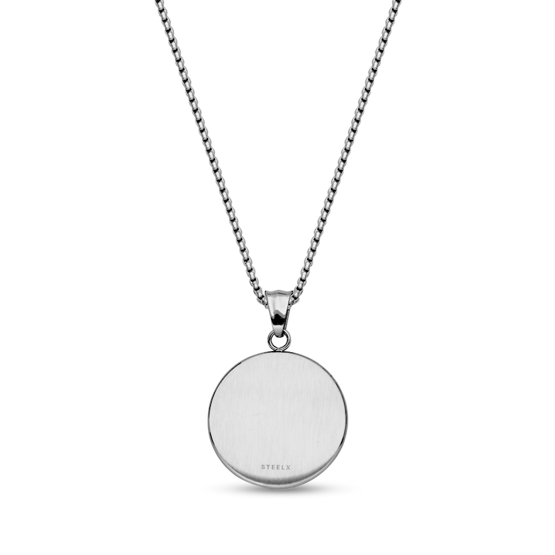 30.0mm Compass Beaded Frame Pendant in Stainless Steel and Yellow Ion Plate - 24"|Peoples Jewellers